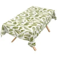 ANRO Tischdecke abwaschbar Baumwolloptik Farn Grün wetterfest Gartentischdecke (Einzelstück 1-tlg, eine Tischdecke), Stofftischdecke schmutzabweisend 100x140cm Farn Grün