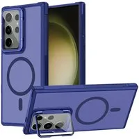 CoolGadget Handyhülle Hybrid CAM Handy Hülle für Samsung Galaxy S23 Ultra 6,8 Zoll, Kameraschutzglas klappbar Schutzhülle Metallring für Magsafe Zubehör