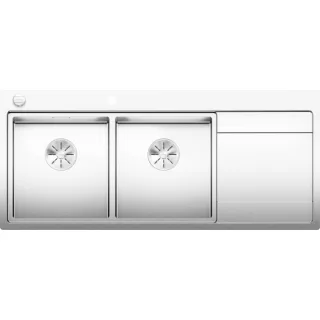 Blanco Divon ii 8 s-if Spüle 521664 116 x 51 cm, Edelstahl Seidenglanz, links, Ablauffernbedienung mit Drehbetätigung