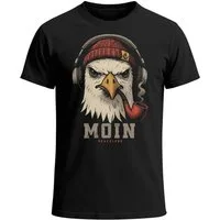 Neverless Print-Shirt Herren T-Shirt Moin Schriftzug Gorilla Möwe Musik Aufdruck Brustprint mit Print