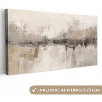 OneMillionCanvasses® Leinwandbild Panorama Moderne Kunst - Abstrakt - Beige, Fotodruck (1 St), Wandbild, Deko Schlafzimmer Wohnzimmer Flur 40x20 cm