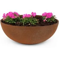matches21 HOME & HOBBY Blumentopf Runde bauchige 19 cm Pflanzschale für draussen, rost-optik braun (1 St), Wetterfeste Blumen-Schale als moderne Gartendeko Grabschmuck