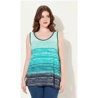 Ulla Popken Longtop Top Streifen-Verlauf A-Linie Rundhals ärmellos