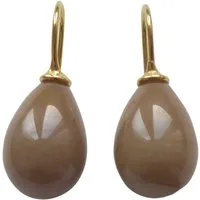 Mugello Paar Ohrhänger Lea taupe gold-platt. edel elegant zeitlos klassisch, made in Germany Heide Heinzendorff, hochwertige Glashandwerkarbeit