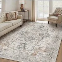 GENIMO Teppich Maschinenwaschbar, Kurzflor Antirutsch Teppich für Wohnzimmer, Küche, rechteckig, 180×270cm, hellgrau