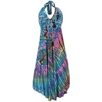 Guru-Shop Midikleid Rückenfreies Unikat Batik Midikleid, Neckholder.. alternative Bekleidung