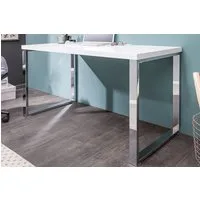 riess-ambiente Schreibtisch WHITE DESK 120cm weiß / silber, Arbeitszimmer · Hochglanz · Modern Design · Metall · Home Office