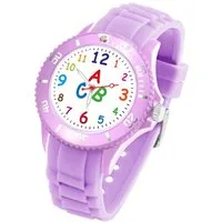 Taffstyle Quarzuhr Kinder Armbanduhr Silikon Lernuhr Zahlen Uhr Bunt, Bunte ABC Silikonuhr Farbige Sportuhr Kinderuhr 34mm Analog Quarz