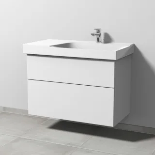 Sanipa 3way Waschtischunterbau zu Geberit Xeno2 Waschtisch mit 2 Auszügen, Weiß-Soft SM66343