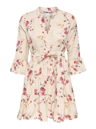 ONLY - ONLSINA LIFE 3/4 SHORT DRESS NOOS WVN Crème Brûlée - Gr. - L