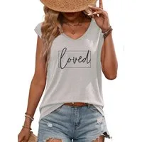 PYLIKE Tanktop Bequemes Shirt Damen Ärmellos Sommer Basic-Shirt mit Brief Print Bequem für Freizeit und Büro,Strandurlaub