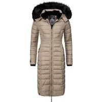 Navahoo Wintermantel Umay langer Damen Winter Steppmantel mit Kunstfellkapuze