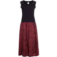 Vishes Maxikleid Damen Wadenlang Baumwolle Casual Bedruckt Verstellbares Kleid Alternative Mode, Boho, Hippie, Ethno, Festival