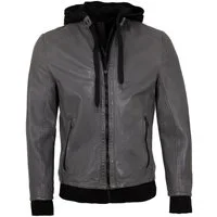 2.0 by Mauritius Lederjacke G2MKailan 2.0 by Mauritius - Herren Lederjacke Kapuze Lammnappa grau