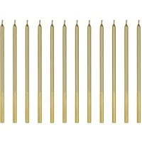 partydeco Geburtstagskerze, Geburtstagskerzen 14cm glatt 12er Set Gold