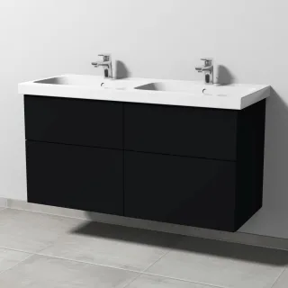 Sanipa 3way Waschtischunterbau zu Geberit iCon Light Waschtisch mit 4 Auszügen, Schwarz-Matt SF57708