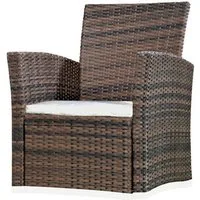 Melko Gartensessel Loungestuhl Sessel Polyrattan Braun Terrasse Hochlehner Gartensessel (Stück), Schraub-Ausgleich-Standfüße