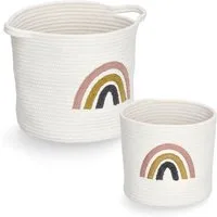 Zeller Present Aufbewahrungskorb Rainbow (Set, 2 St), Aufgestickter Regebogen