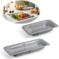 LS-LebenStil Küchensieb Abtropfsieb Ausziehbar Spülbeckensieb Organizer für Spülbecken, Kunststoff, (Siebkorb für Obst, Gemüse, Nudeln - Abtrogfestell für Geschirr, 1-St., Lebensmittelecht, BPA-frei, flexibler Abtropfkorb, Nudelsieb, Seiher), Abfluss