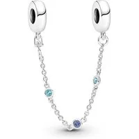 Pandora Kettenanhänger 791688C01-05, Sicherheitskette Silber Dreifacher Blauer Stein