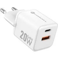 Forcell FORCELL GaN Ladegerät 20W USB-C/A PD QC Weiß Smartphone-Ladegerät (Ladegerät mit 20W Leistung & Schnellladen)