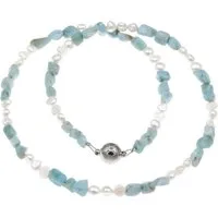 Bella Carina Perlenkette Kette mit Larimar und Süßwasser Perlen Magnetverschluss