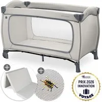Hauck Baby-Reisebett Sleep N Easyfold Set - Dark Grey, Baby Kinder Reisebett mit Matratze, Insektenschutz, Tasche & Rollen