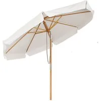 Sekey Sonnenschirm Ø 300 cm Sonnenschirm Holz Gartenschirm Knickbar, Sonnenschutz UPF 50+, LxB: 300,00x300,00 cm, Runder Terrassenschirm mit Volant