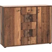 FORTE Kommode Tempra, Kommode, 2 Türen, 5 Schubkästen, viel Stauraum, Breite 108,8 cm