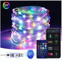 PRIISF LED-Lichterkette Lichtschlauch Lichterschlauch Programmierbar USB RGB Streifen Xmas, App Controller Bluetooth Musik Sync Lampe DIY Weihnachten