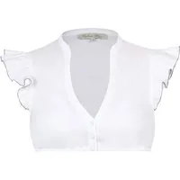 Madame Marie Dirndlbluse Dirndlbluse Lunavea Flügelarm weiß stahlblau