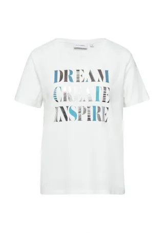 comma - T-Shirt mit Frontprint blau/weiß - Gr. - 36