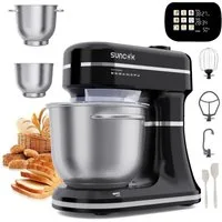 SUNCOK Küchenmaschine Multifunktionale Knetmaschine, 12-Geschwindigkeit, 59 Dezibel. geeignet zum Backen und Kneten von Teig, 1500 W, Elektrische Küchenmaschine,mit 2 Edelstahl-Rührschüsseln 4,5 und 5,5l