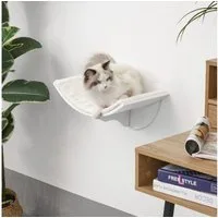 PawHut Kratzbaum Wand montierte Katze Regale, gebogene Kätzchen Bett, für Wohnzimmer, Weiß
