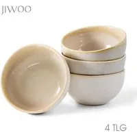 JIWOO Salatschüssel 4er Ø13.5cm, Müslischüssel Suppenschüssel Dessertschale Obstschale, Keramik, (Schüsselset, 4-tlg), Hochwertiges Schüsseln Braun Mikrowellen und spülmaschinenfest Ø13,5cm