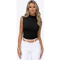 Imily Bela Tanktop Damen ärmellos hoher drapiert Ausschnitt Mock Neck Slim Fit Cropped (Packung, 1-tlg., 1per-Pack) in Unifarbe