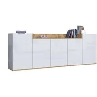 OTTO home Sideboard BOLSENA, Kommode, Schrank,Lowboard mit 8 Fächer und offenes Ablagefach (1 St), Breite 200 cm,stehend/hängend,Fronten Hochglanz lackiert,Made in Italy