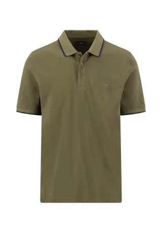 FYNCH-HATTON - Polo, 2 ply, solid pique tipping dark khaki - Gr. - M