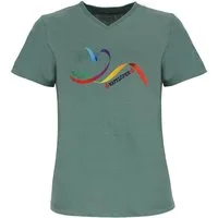 Wattlöper T-Shirt 11369 Damen Kurzarm-Shirt mit Schleifen-Herz-Print und Moin-Stickerei Sommershirt & Freizeitshirt für Freizeit, Urlaub und Sommer-Outfits