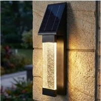 Arnusa LED Solarleuchte edle Außenwandleuchte Edelstahl Wandleuchte mit Kristall-Effekt Solar, Automatisches Ein-/Ausschalten, LED fest integriert, Warmweiß, kabellos warmweiß lange Leuchtdauer Außenleuchte