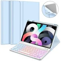 Fintie Tablet-Hülle für iPad Air 11'' M4/M3/M2(2026/2025/2024), iPad Air 5/4 Gen 2022/2020 10.9 Zoll, Keyboard mit DIY Hintergrundbeleuchtung, Deutsches QWERTZ Layout