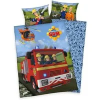 Feuerwehrmann Sam Babybettwäsche Feuerwehrmann Sam, Renforcé, 2 teilig, mit Löschzug und Helikopter