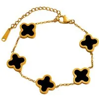 GOLDKLEIN Goldarmband Edelstahl vergoldet Blume verschiedene Farben, Damen, inkl. Geschenkbox