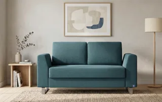 BRUNO Schlafsofa 120cm in Petrol Türkis | Klassik | stabiles Massivholz & Boxspringkomfort
