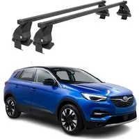 OMAC Dachträger Menabo Stahl Gepäckträger für Opel Grandland X 2017-25 Schwarz (2-St), Wasserbeständig,Abnehmbar,Multifunktional,Leichtgewichtig