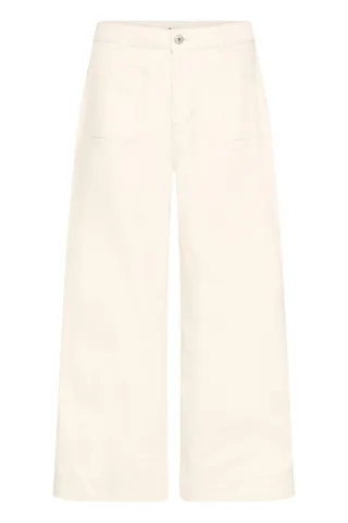 ICHI - Culotte Jeans mit weitem Bein und hohem Bund weiß - Gr. - 29