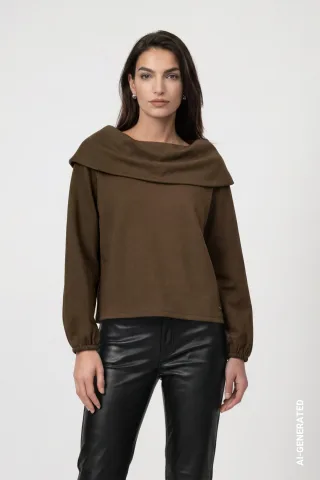 monari - Pullover mit Carmen-Ausschnitt olive - Gr. - 38