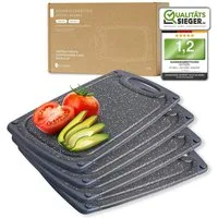 Exitoso Schneidebrett 4er-Set spülmaschinenfest mit Saftrille, Kunststoff, (4-St), Brotzeitbrett Frühstücksbrettchen Brot Obst Steak rutschfest