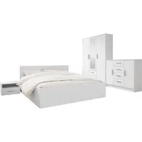MIRJAN24 Schlafzimmer-Set Tokyo I 160, (4er-Set, Kommode, Nachttisch, Kleiderschrank, Bett), mit Lattenrost, Frontspiegel