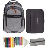 ELEPHANT Schulrucksack Hero Signature Schultasche Digital Ready Set (4 Teile Schulrucksackset, inkl. Mäppchen Box + Laptop Hülle Sleeve + 31 Teile Stifte), Rucksack Schulmappe Jungen Mädchen +rmlv